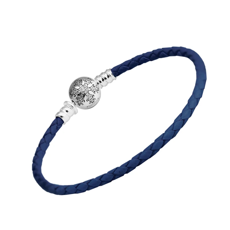 Authentic 925 Sterling Silver Ball Clasp Bracelets With Blue Leather Fit Charm Beads DIY Fine Jewelry Snowflake for Women SLE610
Authentic 925 Sterling Silver Ball Clasp Bracelets With Blue Leather Fit Charm Beads DIY Fine Jewelry Snowflake for Women SLE610