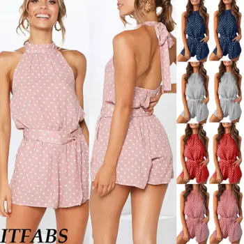 Womens Polka Holiday Romper Mini Playsuit Lady Summer Shorts Jumpsuit 
Womens Polka Holiday Romper Mini Playsuit Lady Summer Shorts Jumpsuit