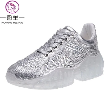 MUYANG Women Sneakers Spring Autumn Summer Transparent Sole Bling Rhinestone Casual Shoes Female Lace Up Platform Shoes
MUYANG Women Sneakers Spring Autumn Summer Transparent Sole Bling Rhinestone Casual Shoes Female Lace Up Platform Shoes