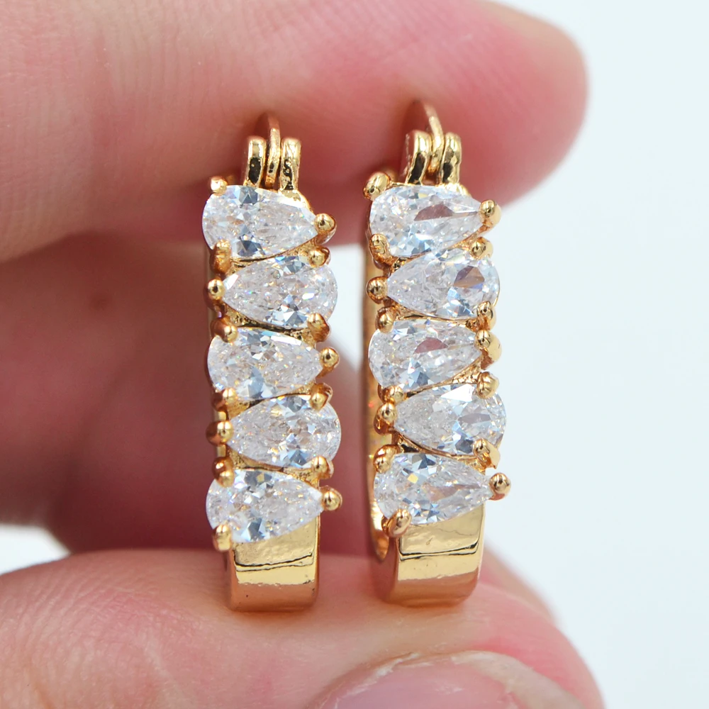 AAA+ Cubic Zirconia Gold Color Women Fashion Clear Teardrop CZ Hoop Earrings Jewelry 
AAA+ Cubic Zirconia Gold Color Women Fashion Clear Teardrop CZ Hoop Earrings Jewelry
