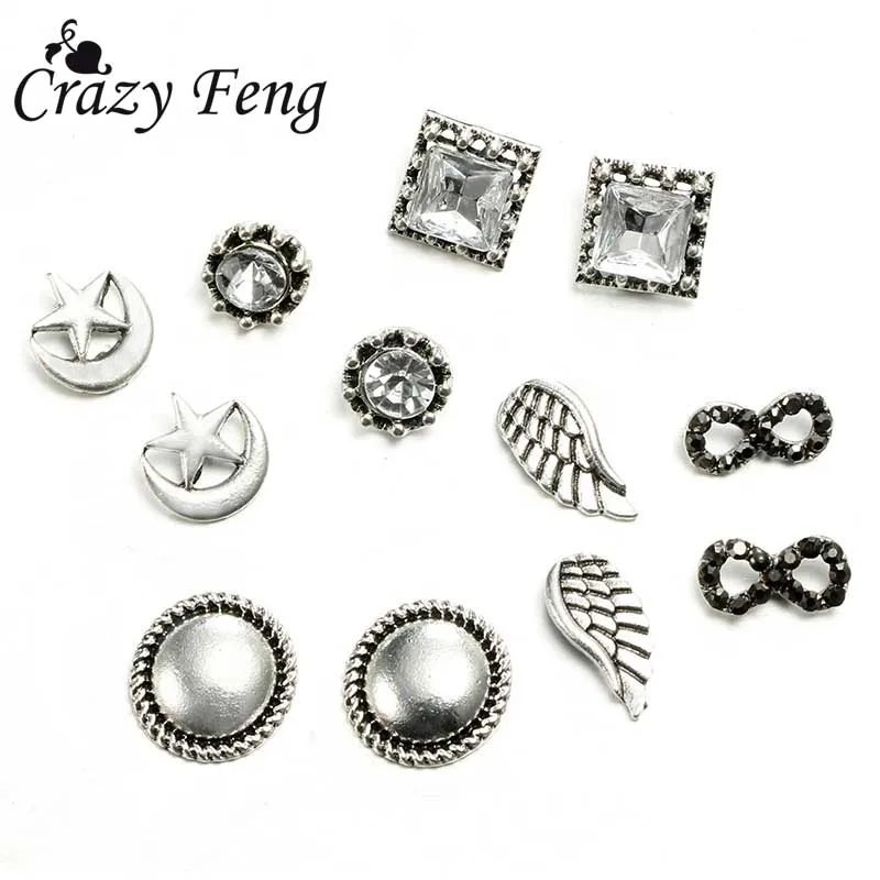 6 Pairs Boho Bohemia Angle Wings Earrings For Women Girls Accessories Steampunk Star Moon Austria Crystal Small Stud Earring Set
6 Pairs Boho Bohemia Angle Wings Earrings For Women Girls Accessories Steampunk Star Moon Austria Crystal Small Stud Earring Set