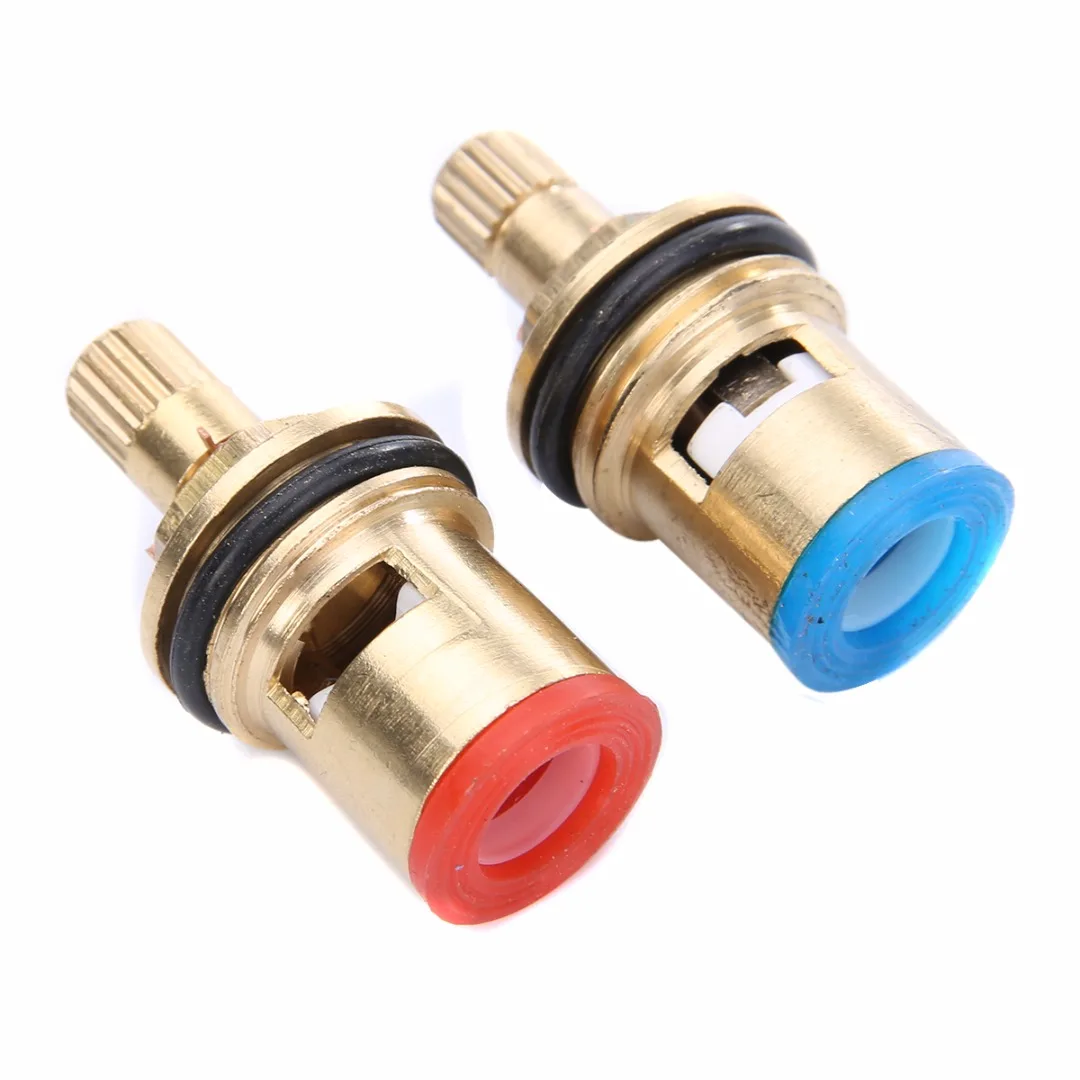 New 2pcs Brass Ceramic Disc Cartridge Valves Mayitr Quarter Turn Cartridges Gland Insert 20 Teeth Basin Bathroom Repair Kit