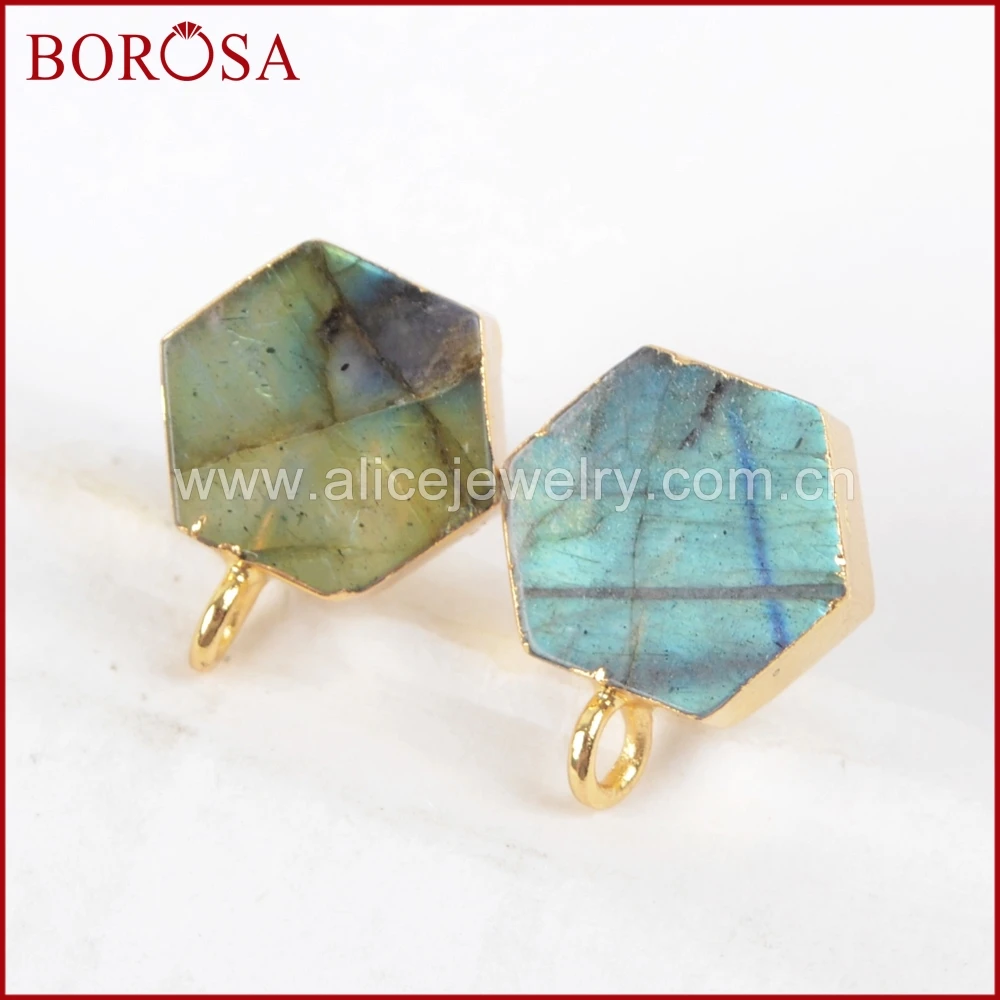 BOROSA 5Pairs Gold Color Hexagon Labradorite Flashy Studs Charm Stud Earrings Gems Earrings Jewelry Making for Women G1488
BOROSA 5Pairs Gold Color Hexagon Labradorite Flashy Studs Charm Stud Earrings Gems Earrings Jewelry Making for Women G1488