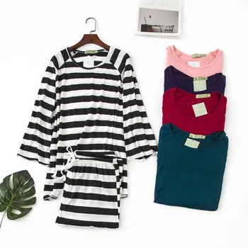 Women Modal Plus Size Pajamas Set Three Quarter Trousers Suit Couple Loungewear Pajamas Pink Sleepwear Striped Home Pijama Mujer
Women Modal Plus Size Pajamas Set Three Quarter Trousers Suit Couple Loungewear Pajamas Pink Sleepwear Striped Home Pijama Mujer