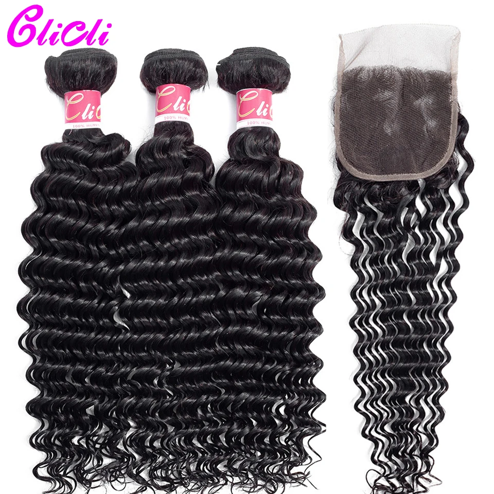 Indian natural deep wave hair bundles with closure human hair weave 3 bundles with 4x4 lace closure Nonremy pre plucked Clicli
Indian natural deep wave hair bundles with closure human hair weave 3 bundles with 4x4 lace closure Nonremy pre plucked Clicli