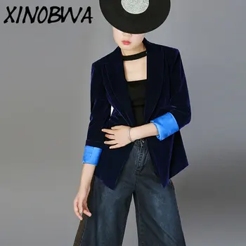 Europe New Women Spring Autumn High Fashion Turn Down Collar Patchwork Single Button Velvet Suits Female Office OL Formal Blazer
Europe New Women Spring Autumn High Fashion Turn Down Collar Patchwork Single Button Velvet Suits Female Office OL Formal Blazer
