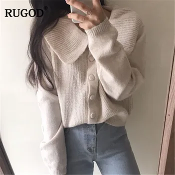 

RUGOD Fashion Vintage Women Sweaters O-Neck Knitted Solid Casual Women Cardigans 2019 Spring Women Tops pull femme hiver