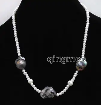 Big 14*25mm Black Baroque Natural Nuclear pearl and 4-5mm White Round Pearl 18'' Necklace-nec6414 wholesale/retail Free shipping
Big 14*25mm Black Baroque Natural Nuclear pearl and 4-5mm White Round Pearl 18'' Necklace-nec6414 wholesale/retail Free shipping
