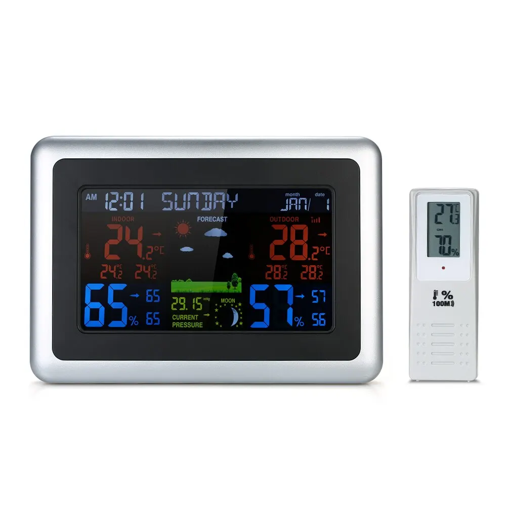 Weather Station Wireless Indoor Outdoor Color LCD Weather Forecast Digital Thermometer Hygrometer Temperature Humidity Meter
Weather Station Wireless Indoor Outdoor Color LCD Weather Forecast Digital Thermometer Hygrometer Temperature Humidity Meter