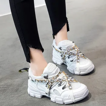 Spring Mesh Women diamond Casual Women rhinestone Shoes Flats Platform Lace-Up Fashion crystal Women Sneakers zapatos de mujer
Spring Mesh Women diamond Casual Women rhinestone Shoes Flats Platform Lace-Up Fashion crystal Women Sneakers zapatos de mujer