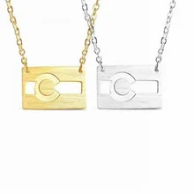 Fashion Jewelry Colorado Flag Necklace Stainless steel Chain Simple C Minimalist Mountain State Flag Pendant Necklaces for Women(China)