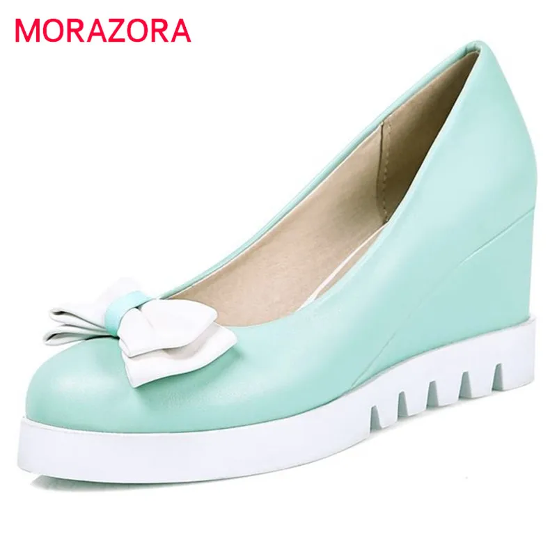 MORAZORA 2020 new fashion wedge shoes sweet bowtie platform women pumps round toe high quality wedding shoes woman high heels
MORAZORA 2020 new fashion wedge shoes sweet bowtie platform women pumps round toe high quality wedding shoes woman high heels