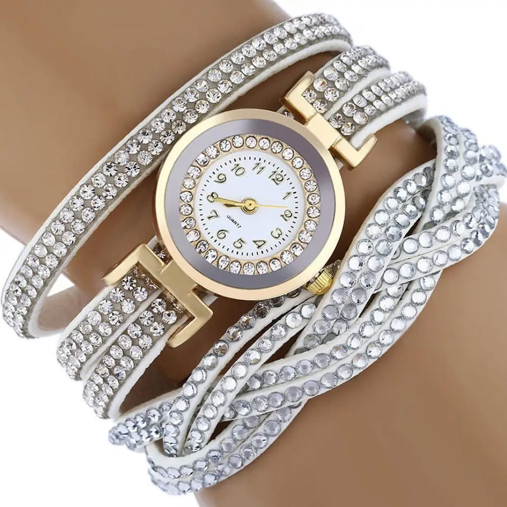 Women Fashion Rhinestones Faux Leather Braid Analog Clock Quartz Bracelet Wrist Watch gift New
Women Fashion Rhinestones Faux Leather Braid Analog Clock Quartz Bracelet Wrist Watch gift New