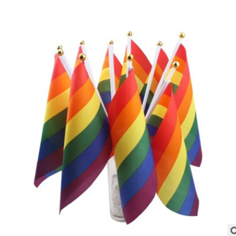12 Pcs Gay Pride Small National Flag Rainbow Hand Waving Flags With Plastic Flagpoles For Sports Parade Decoration
12 Pcs Gay Pride Small National Flag Rainbow Hand Waving Flags With Plastic Flagpoles For Sports Parade Decoration