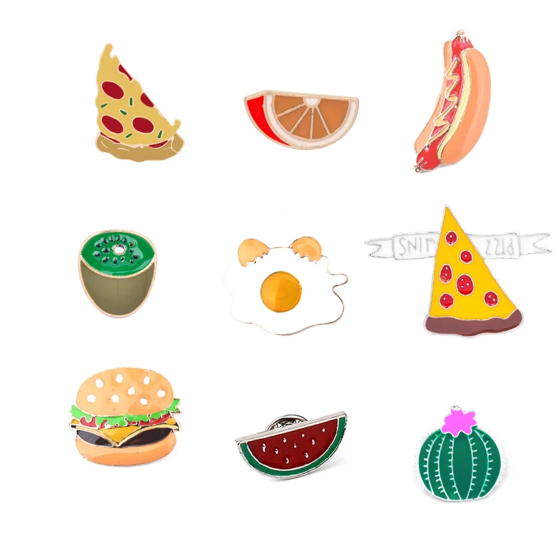 New Cartoon Fruits Brooches Watermelon Burger Egg Pizza Hot dog Badge Enamel Lapel clothes Hat Pins Brooch Child Gifts jewelry
New Cartoon Fruits Brooches Watermelon Burger Egg Pizza Hot dog Badge Enamel Lapel clothes Hat Pins Brooch Child Gifts jewelry