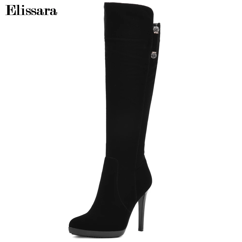 Elissara Women High Heels Knee High Boots Women Faux Suede Black Pointed Toe Zipper Rhinestone Women Winter Boots Shoes
Elissara Women High Heels Knee High Boots Women Faux Suede Black Pointed Toe Zipper Rhinestone Women Winter Boots Shoes