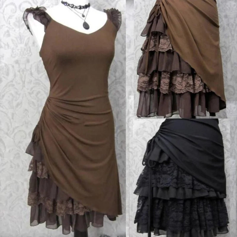 Women Steampunk Dress Romantic Lace Patchwork Medieval Dress Renaissance Lace Up Dress Victorian Goth Costume
Women Steampunk Dress Romantic Lace Patchwork Medieval Dress Renaissance Lace Up Dress Victorian Goth Costume