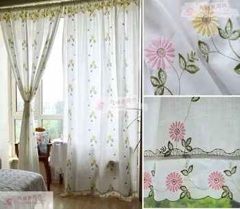 Cotton and linen double laciness inlaying embroidered curtain Living room finished curtain 175*180cm yellow pink daisy
Cotton and linen double laciness inlaying embroidered curtain Living room finished curtain 175*180cm yellow pink daisy