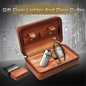 COHIBA Portable Travel Use Wooden Lining Leather Cigar Humidor Two Color For Choose W/ Cigar Cutter Cigar Lighter
COHIBA Portable Travel Use Wooden Lining Leather Cigar Humidor Two Color For Choose W/ Cigar Cutter Cigar Lighter