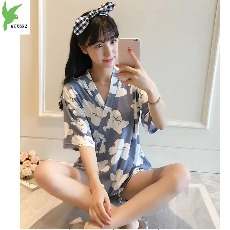 Summer Japanese Style Kimono Pajamas Women's Cotton Short-sleeved Sweet Pulz Size Knitted Cotton Small Fresh Home Service
Summer Japanese Style Kimono Pajamas Women's Cotton Short-sleeved Sweet Pulz Size Knitted Cotton Small Fresh Home Service