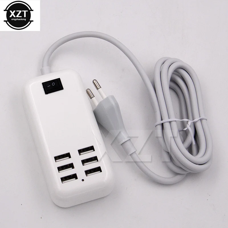 6 Port Portable USB Hub Desktop Wall Charger AC Power Adapter EU Plug Slots Charging Extension Socket Outlet With Switch
6 Port Portable USB Hub Desktop Wall Charger AC Power Adapter EU Plug Slots Charging Extension Socket Outlet With Switch