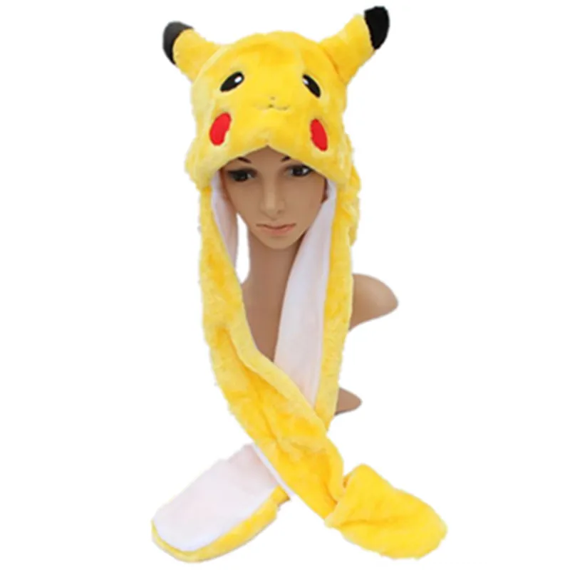 Pika chu мультфильм плюшевые животные искусственный мех полный капюшон детская