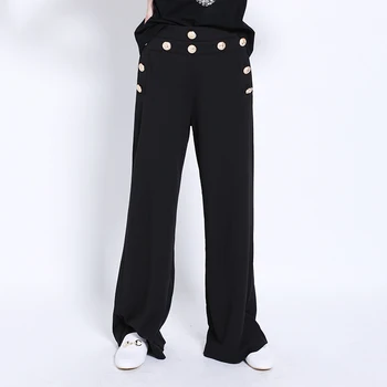 Best Selling HIGH QUALITY Fashion Women Casual Loose Long Pants Gold Buttons Solid Color Wide Leg Pants Trousers
Best Selling HIGH QUALITY Fashion Women Casual Loose Long Pants Gold Buttons Solid Color Wide Leg Pants Trousers
