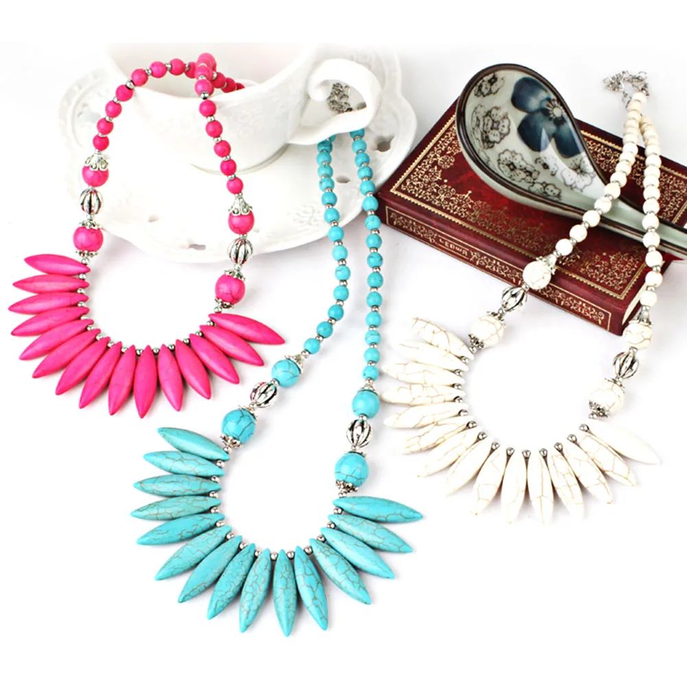 Fashion Women Necklaces Howlite Turquoises Gem Vintage Charm Necklace 50CM Long Statement Necklace Pendants
Fashion Women Necklaces Howlite Turquoises Gem Vintage Charm Necklace 50CM Long Statement Necklace Pendants