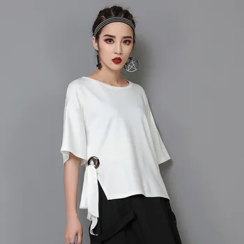 #1427 Summer Batwing Short Sleeve Short T Shirt Women Round Neck Hip Hop T Shirt Black/White Side Bandage Streetwear Loose Tee
#1427 Summer Batwing Short Sleeve Short T Shirt Women Round Neck Hip Hop T Shirt Black/White Side Bandage Streetwear Loose Tee