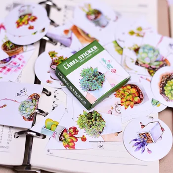 

40 Sheets/box Kawaii Succulent Plants Sealing Sticker DIY Scrapbooking Decor Paper Sticker Gift Packing Label Cute Stationery