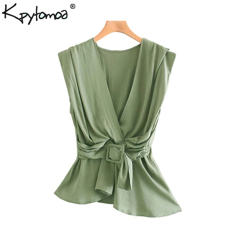 Vintage Stylish Deep V Neck Wrap Irregular Tops Women Blouses 2019 Fashion Sleeveless Bow Tie Ladies Shirts Casual Blusas Mujer
Vintage Stylish Deep V Neck Wrap Irregular Tops Women Blouses 2019 Fashion Sleeveless Bow Tie Ladies Shirts Casual Blusas Mujer