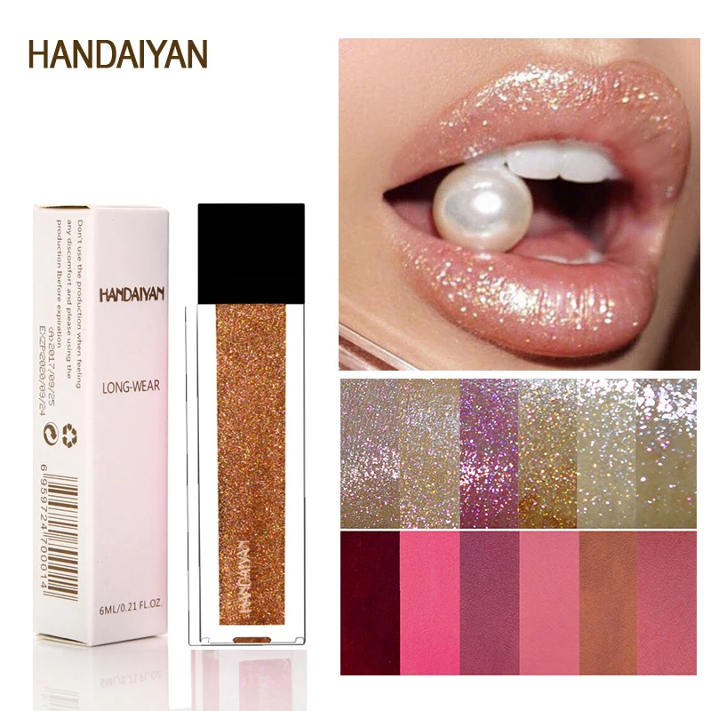 HANDAIYAN Gold Silver Glitter matte lipstick waterproof lips make up cosmetics lip Long Lasting All Day Lipstick hot selling
HANDAIYAN Gold Silver Glitter matte lipstick waterproof lips make up cosmetics lip Long Lasting All Day Lipstick hot selling