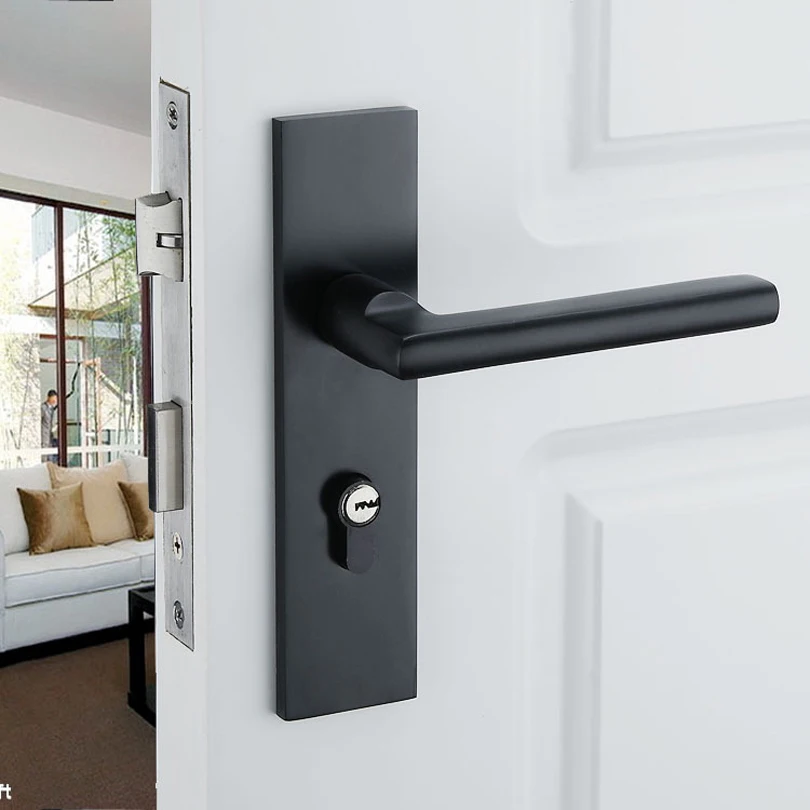 Black solid space aluminum Door Lock handle locks Continental minimalist interior door locks household door lock
Black solid space aluminum Door Lock handle locks Continental minimalist interior door locks household door lock