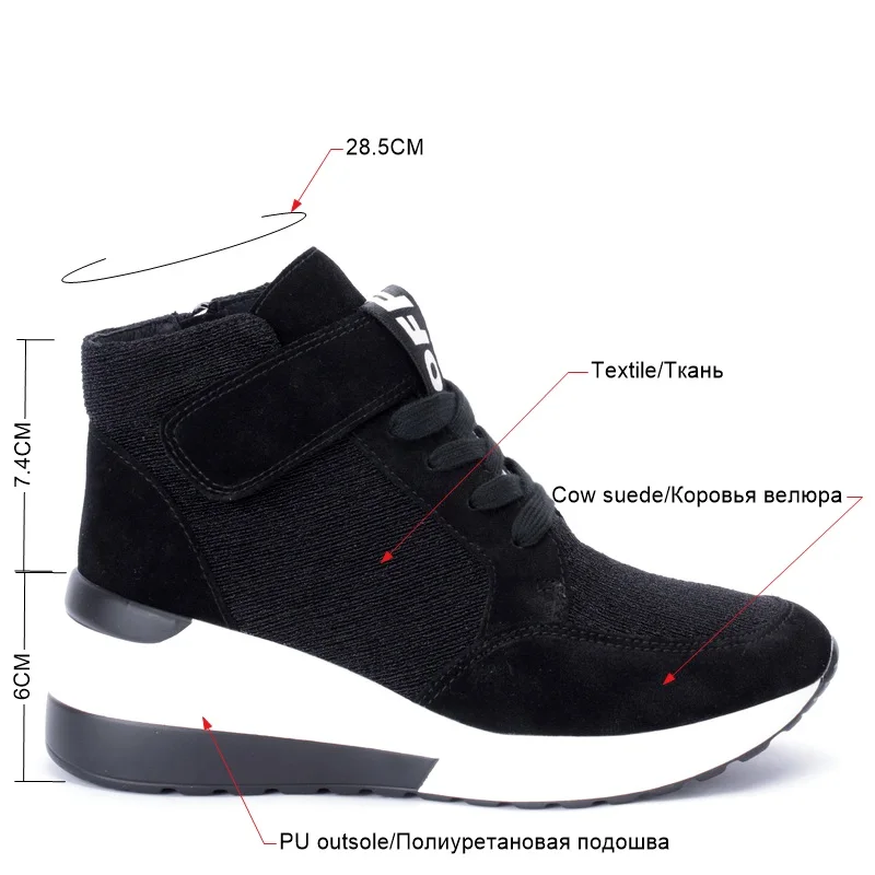BELISS 2018 spring autumn ankle boots wedges cow suede leather platform hook loop women sneakers (21)