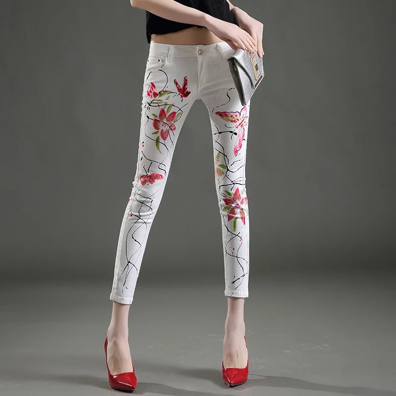 2017 New Spring Summer Printing Women Jeans White Denim Pants Long Trousers Painting Skinny Jean Casual Pencil Jean Ankle-length
2017 New Spring Summer Printing Women Jeans White Denim Pants Long Trousers Painting Skinny Jean Casual Pencil Jean Ankle-length