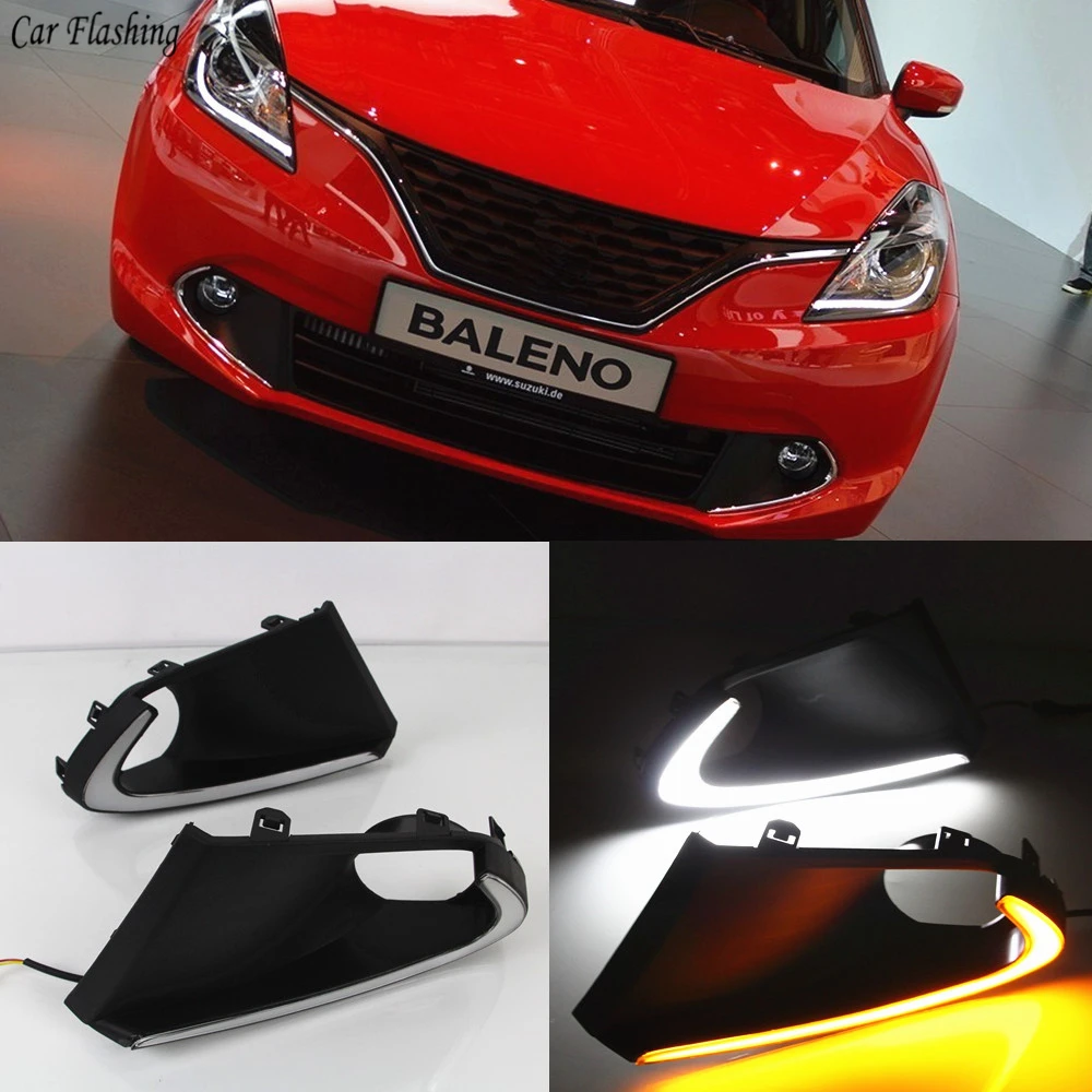Car Flashing 2PCS LED DRL Daytime Running Lights Daylight Fog Light Cover With Turn Yellow Signal For Suzuki Baleno 2016 2017
Car Flashing 2PCS LED DRL Daytime Running Lights Daylight Fog Light Cover With Turn Yellow Signal For Suzuki Baleno 2016 2017