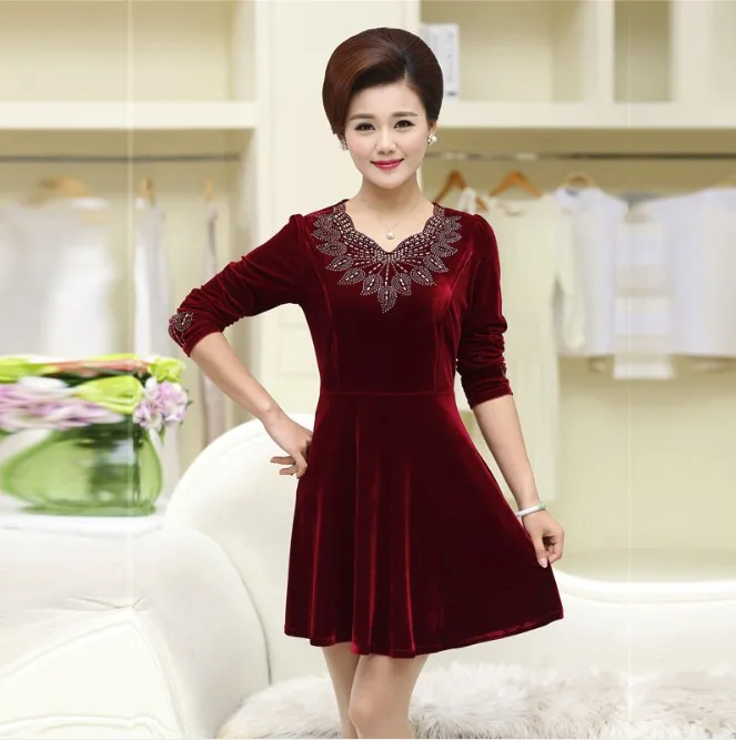 Velvet Dresses For Women Long Sleeve Casual Vestido 2019 Spring Fall New Middle Age Mother Plus Size V Neck Diamond Bottom Dress
Velvet Dresses For Women Long Sleeve Casual Vestido 2019 Spring Fall New Middle Age Mother Plus Size V Neck Diamond Bottom Dress