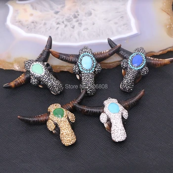 5PCS Zyunz Jewelry Resin bull head rhinestone pave pendant , boho jewelry cattle head pendant charms beads for Necklace
5PCS Zyunz Jewelry Resin bull head rhinestone pave pendant , boho jewelry cattle head pendant charms beads for Necklace