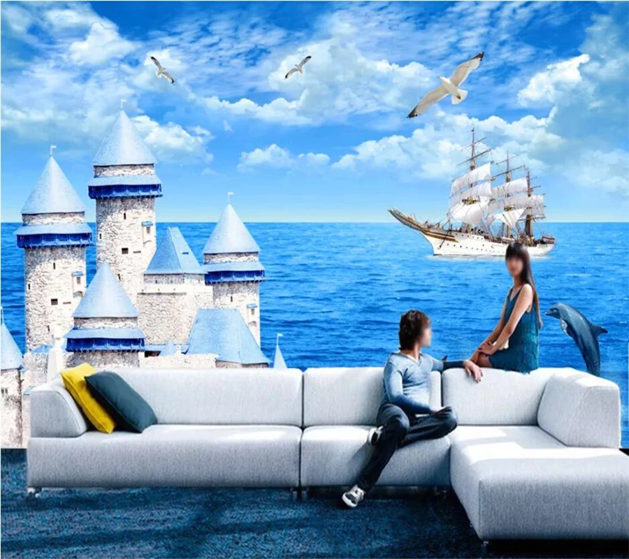 

papel de parede Custom wallpaper 3d photo murals mediterranean castle fresh TV background wall living room bedroom 3d wallpaper
