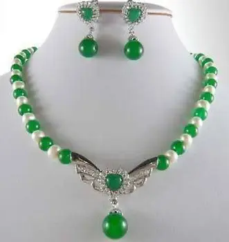 real Women's Wedding 7-8mm Natural White AkoyaGreen stone Necklace earrings Set 18" AAA Ms.-jewelrynoble lady's
real Women's Wedding 7-8mm Natural White AkoyaGreen stone Necklace earrings Set 18" AAA Ms.-jewelrynoble lady's
