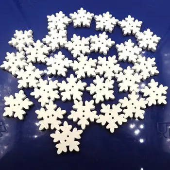 2019 New 25/50/ 100Pcs 17.5mm White Christmas Snowflake Wooden Buttons Fit Sewing and Scrapbook DIY Wedding Decoration