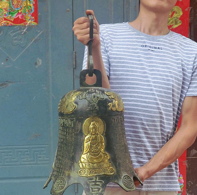 16 Old China Buddhism Temple Bronze Gilt Sakyamuni Manjushri Dragon Phoenix Bell
16 Old China Buddhism Temple Bronze Gilt Sakyamuni Manjushri Dragon Phoenix Bell