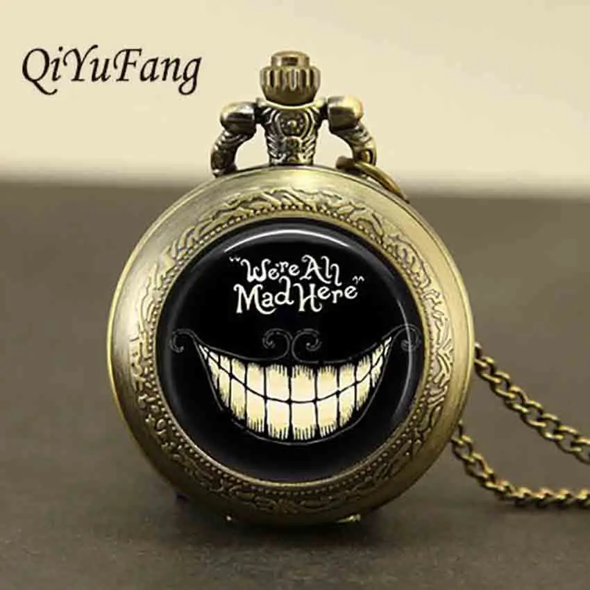 Steampunk movie Alice in Wonderland hatter We're all Mad Necklace 1pcs/lot bronze silver Pendant jewelry pocket watch chain mens
Steampunk movie Alice in Wonderland hatter We're all Mad Necklace 1pcs/lot bronze silver Pendant jewelry pocket watch chain mens