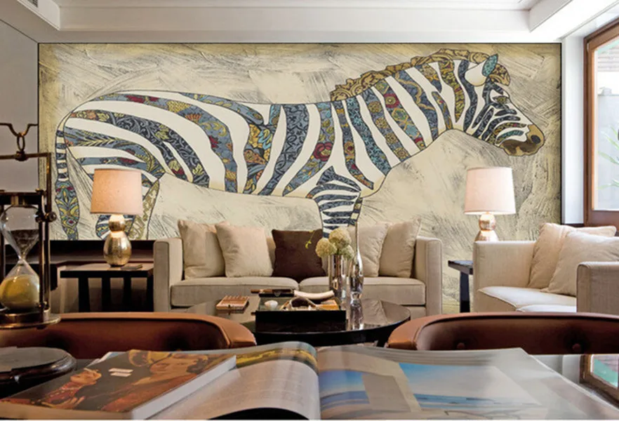 Фото Настенная 3D картина на заказ современная абстрактная маслом зебры настенная