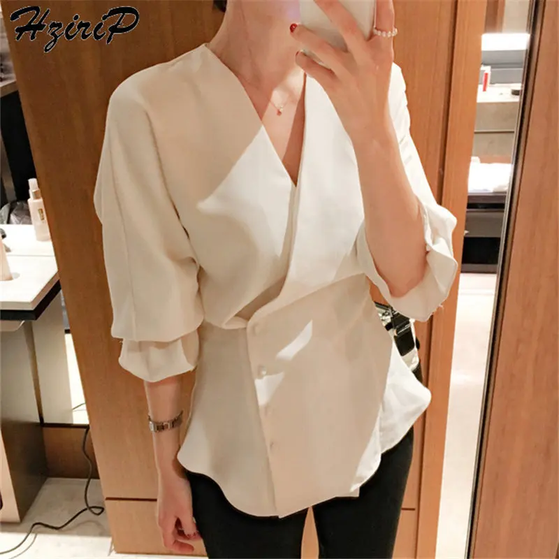Hzirip Sweet Korea 2019 Summer Loose Casual Solid Cross Female Office Ladies Long Sleeves V-Neck Fresh Fashion Free White Shirts
Hzirip Sweet Korea 2019 Summer Loose Casual Solid Cross Female Office Ladies Long Sleeves V-Neck Fresh Fashion Free White Shirts