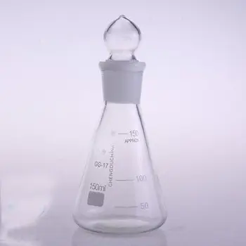 150ml Borosilicate Glass Conical Erlenmeyer Flask with Stopper For Chemistry Laboratory
150ml Borosilicate Glass Conical Erlenmeyer Flask with Stopper For Chemistry Laboratory