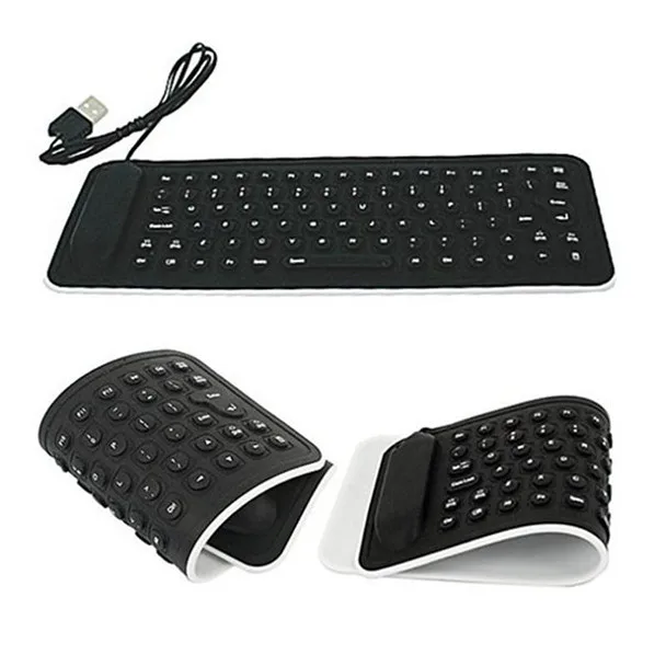 Portable USB Mini Flexible Silicone PC Keyboard Foldable for Laptop Notebook Black With its proctective skin, dustproof F612
Portable USB Mini Flexible Silicone PC Keyboard Foldable for Laptop Notebook Black With its proctective skin, dustproof F612