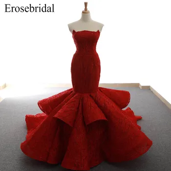2019 Evening Dress Red Color Lace Mermaid Elegant Strapless robe de soiree Lace Up Back Tiered Gown Vestido De Festa
2019 Evening Dress Red Color Lace Mermaid Elegant Strapless robe de soiree Lace Up Back Tiered Gown Vestido De Festa