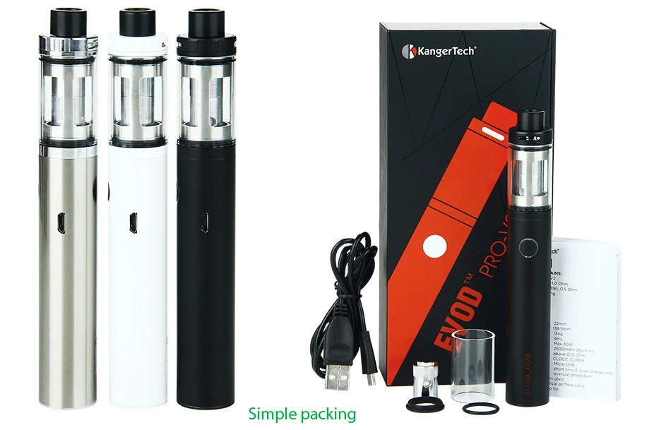 Original Kangertech EVOD PRO Starter Kit w/ 2500mah Built-in Battery & 4ml Tank & CLOCC Coil Adjustable Airflow Vape vs Ijust s