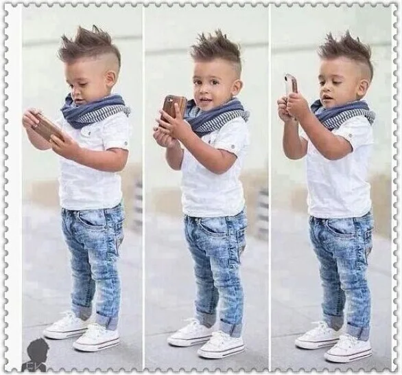 Baby Boy Clothes Casual T-Shirt+Scarf+Jeans 3pc Baby Clothing Set Summer Child Kids Costume For Boys 2017 Toddler Boys Clothes 13